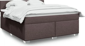 vidaXL Κρεβάτι Boxspring με Στρώμα Σκούρο Καφέ 180x200 εκ Υφασμάτινο
