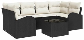 vidaXL Σετ Καναπέ Κήπου με μαξιλάρι 7 pcs Μαύρο, Κρέμα 55 x 55 x 37 εκ