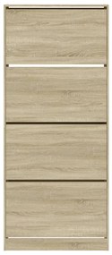 vidaXL Παπουτσοθήκη με 4 Ανακλ. Συρτάρια Sonoma Δρυς 80x34x187,5 εκ.