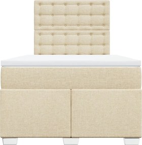 vidaXL Κρεβάτι Boxspring με Στρώμα Κρεμ 120x200 εκ. Υφασμάτινο