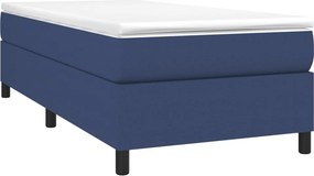 vidaXL Κρεβάτι Boxspring με Στρώμα Μπλε 90x190 εκ.Υφασμάτινο