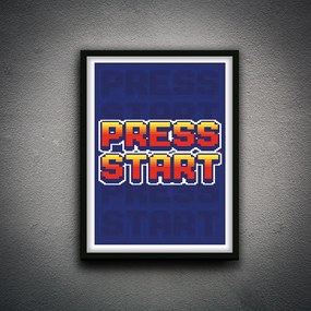 Πόστερ &amp; Κάδρο Press Start GM171 40x50cm Μαύρο Ξύλινο Κάδρο (με πόστερ)