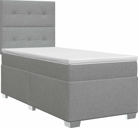 vidaXL Κρεβάτι box spring με στρώμα Ανοιχτό γκρι 80 x 200 cm Ύφασμα