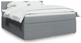 vidaXL Κρεβάτι Boxspring με Στρώμα Ανοιχτό Γκρι 180x200 εκ. Υφασμάτινο