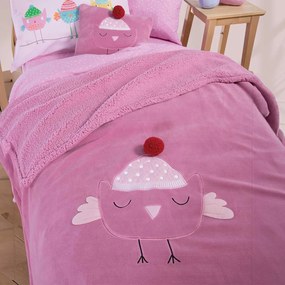 Κουβέρτα Fleece Κούνιας (130x180) Με Γουνάκι Nef-Nef Homeware Junior Tweet So Sweet