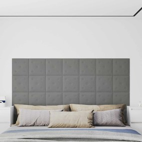 vidaXL Κεφαλάρι Τοίχου 12 pcs Γκρι 30 x 30 cm Τεχνητό Δέρμα