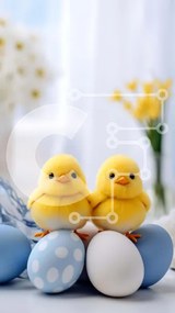 Intra Συλλεκτικό Ξύλινο Παζλ Plywood  4mm - Πασχαλινά κοτόπουλα με πασχαλινά αυγά και λουλούδια Σε Ξύλινο Κουτί - Διαστάσεις Puzzle: 10x10 cm – 25 κομμάτια