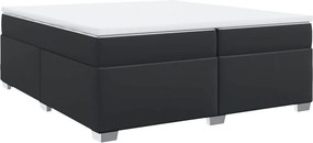 vidaXL Κρεβάτι Boxspring με Στρώμα Μαύρο 200x200 εκ. Συνθετικό Δέρμα