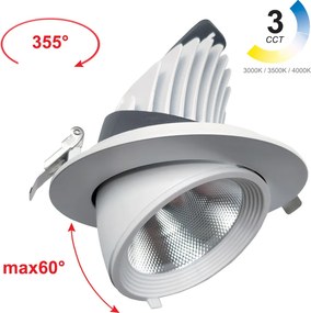 LED Σποτ Χωνευτό Κινητό Roma 30W 3-CCT 36° ⌀16cm Λευκό