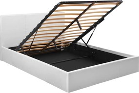 ΚΡΕΒΑΤΙ ΔΙΠΛΟ &amp; ΣΤΡΩΜΑ 150x200εκ BOBBI HM21271.01 ΛΕΥΚΟ PU ΜΕ ΑΠΟΘ.ΧΩΡΟ