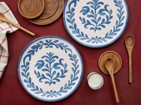 Service Plate Set (6 Pieces) Plain Old Blue
White