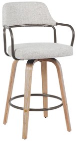 Σκαμπό μπαρ Tertia pakoworld περιστρεφόμενο μεσαίου μεγέθους μέταλλο-ξύλο με ύφασμα σε μπεζ-καφέ απόχρωση 54x52x98εκ