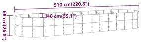 Ζαρντινιέρα Ασημί 510x140x68 εκ. Ατσάλι με Ηλεκτρ. Βαφή Πούδρας - Ασήμι