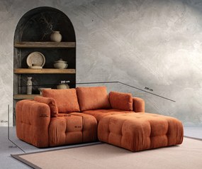 Corner Sofa Amaris 2 Seater With Pouffe - Orange Orange