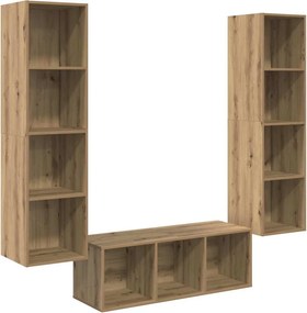 vidaXL Σετ επίπλου τηλεόρασης 3 pcs Artisan Oak Επεξεργασμένο ξύλο