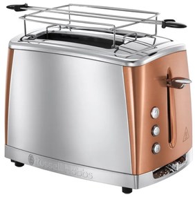 Τοστιέρα Russell Hobbs Luna 24290-56, 1550W, 2 φέτες, Υψηλή ανύψωση, Φαρδιά ανοίγματα, Απόψυξη, Χάλκινο/Inox