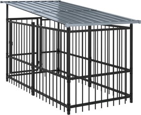 vidaXL Υπαίθριο Κλουβί Σκύλων με Οροφή από Χάλυβα 13,14 μ²