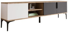 Έπιπλο τηλεόρασης Grego μελαμίνης λευκό-ανθρακί 180x34x51εκ 180x34x51 εκ.