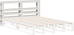 vidaXL Κεφαλάρι με Ράφια Λευκό 135 εκ. από Μασίφ Ξύλο Πεύκου