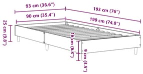 ΠΛΑΙΣΙΟ ΚΡΕΒΑΤΙΟΥ ΧΩΡΙΣ ΣΤΡΩΜΑ ΚΑΦΕ ΔΡΥΣ 90X190 CM 861090