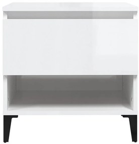 Βοηθητικά Τραπέζια 2 τεμ. Γυαλ.Λευκό 50x46x50 εκ. Επεξ. Ξύλο - Λευκό