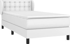 vidaXL Κρεβάτι Boxspring με Στρώμα Λευκό 100x200εκ.από Συνθετικό Δέρμα