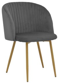 Chair Anelie dark grey velvet-natural metal leg 45x59x78cm 45x59x78 εκ.