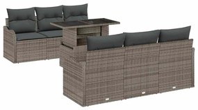 vidaXL Σετ Καναπέ Κήπου 7 pcs Γκρι 100 x 55 x 73 εκ. Πολυ ράταν