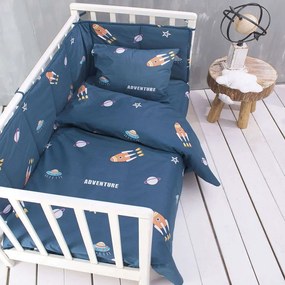 Σεντόνι Λίκνου Spaceship Baby Dark Blue Ρυθμός Crib 80x110cm 100% Cotton