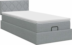 vidaXL Κρεβάτι Ottoman με στρώμα Ανοιχτό γκρι 90 x 190 cm Ύφασμα