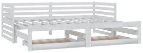 vidaXL Καναπές Κρεβάτι Συρόμενος Λευκός 2x(90x200) εκ. Ξύλο Πεύκου