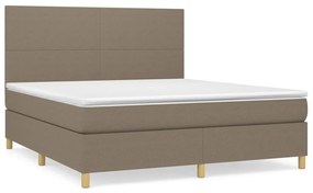 Κρεβάτι Boxspring με Στρώμα Taupe 180x200 εκ. Υφασμάτινο - Μπεζ-Γκρι