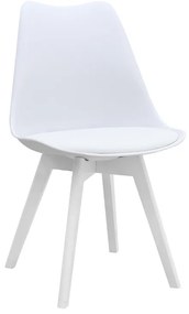 Καρέκλα τραπεζαρίας Viva Megapap PP - PU λευκό - ξύλινο λευκό πόδι 48,5x54x80εκ.