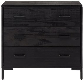 vidaXL Συρταριέρα Μαύρη 75 x 35 x 70 εκ. από Μασίφ Ξύλο Πεύκου