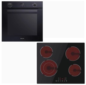 Davoline Σετ BBO 7210 Εντοιχιζόμενος Φούρνος Π59.4εκ 72lt &amp; BVC 6005 Κεραμική Εστία 59x52εκ Μαύρη
