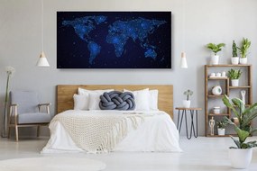 Εικόνα στον παγκόσμιο χάρτη φελλού με τον νυχτερινό ουρανό - 120x60  transparent
