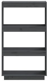 vidaXL Βιβλιοθήκη/Διαχωριστικό Χώρου Γκρι 60x35x103 εκ. Μασίφ Ξύλο Πεύκου