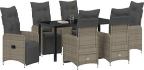 vidaXL Σέτ φαγητού για κήπο 7 pcs Μπεζ συνθετικό ρατάν