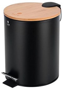 Κάδος Απορριμμάτων Μπάνιου (Φ20.5x25.5) Estia 5lt Bamboo Essentials Black 02-12748