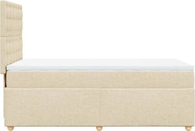 vidaXL Κρεβάτι Boxspring με Στρώμα Κρεμ 90x200 εκ.Υφασμάτινο