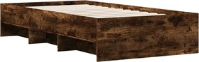 vidaXL Πλαίσιο Κρεβ. Χωρ. Στρώμα Καπνιστή Δρυς 90x200 εκ. Επεξ. Ξύλο