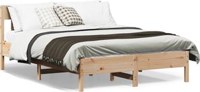 vidaXL Bed Frame Φυσικό 120 x 190 cm Solid pine wood and plywood