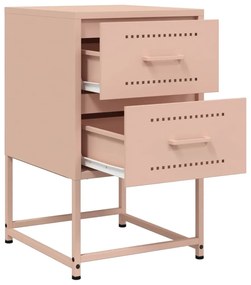 Κομοδίνα 2 τεμ. Ροζ 36x39x60,5 εκ. από Χάλυβα - Ροζ