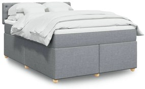 Κρεβάτι Boxspring με Στρώμα Ανοιχτό Γκρι 140x200 εκ. Υφασμάτινο