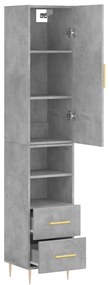 vidaXL Ντουλάπι Γκρι Σκυροδέματος 34,5x34x180 εκ. Επεξεργασμένο Ξύλο