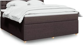 vidaXL Κρεβάτι Boxspring με Στρώμα Σκούρο Καφέ 180x200 εκ Υφασμάτινο