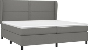 vidaXL Κρεβάτι Boxspring με Στρώμα Σκούρο Γκρι 200x200 εκ. Υφασμάτινο