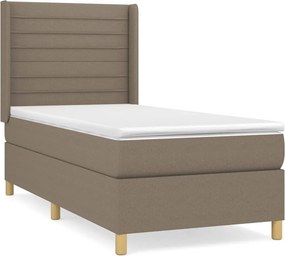 vidaXL Κρεβάτι Boxspring με Στρώμα Taupe 100 x 200 εκ. Υφασμάτινο