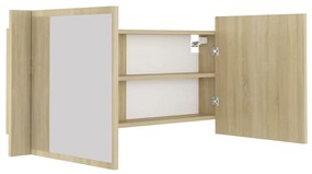 vidaXL Ντουλάπι Μπάνιου με Καθρέφτη &amp; LED Sonoma Δρυς Ακρυλικός