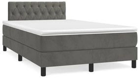 Κρεβάτι Boxspring με Στρώμα & LED Σκ.Γκρι 120x190εκ. Βελούδινο